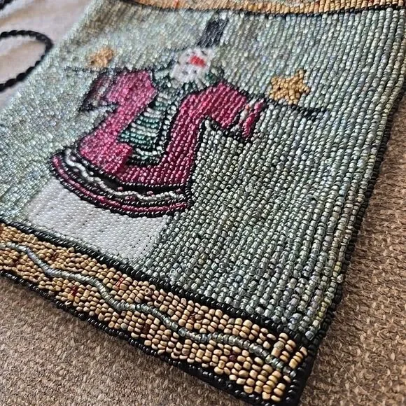 Rustic Snowman Full-Beaded Cross-Body Bag Purse Small Cord Strap Christmas Winte - Picture 4 of 7